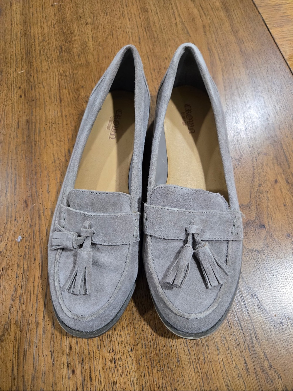 Crown Vintage Gray Suede Tassel Loafers